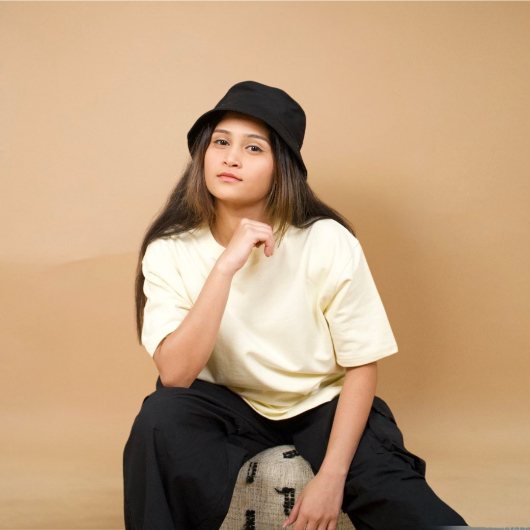 Light Beige Solid Oversize Tshirt