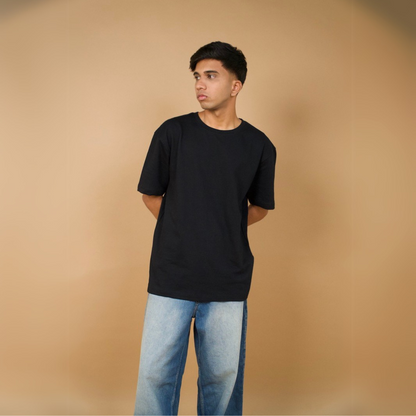 Black Solid Oversized T-shirt