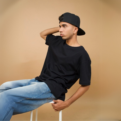 Black Solid Oversized T-shirt