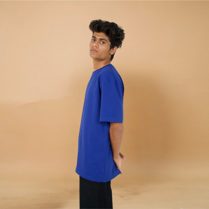 Blue Solid Overused Tshirt