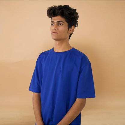 Blue Solid Overused Tshirt