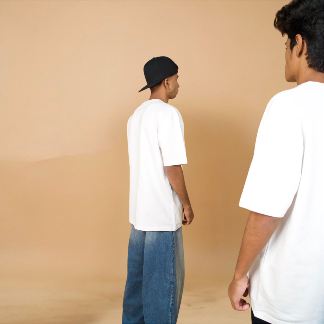 White Solid Oversized Tshirt