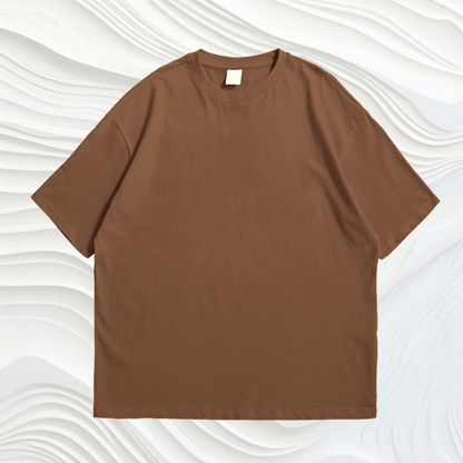 Brown Solid Oversized Tshirt