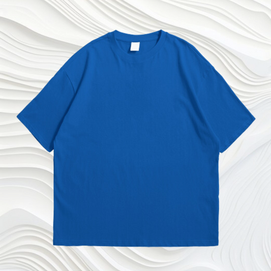 Blue Solid Overused Tshirt