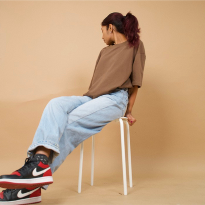 Brown Solid Oversized Tshirt